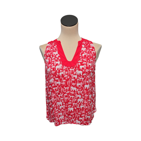 Maeve by Anthropologie Tank Top Womens 6 Animal Print Sleeveless Blouse Red - Picture 1 of 9